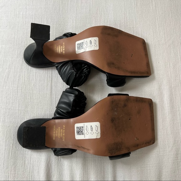 Asos Design Harling Square Toe Ruched Mid Heel Sandals - Picture 4 of 5